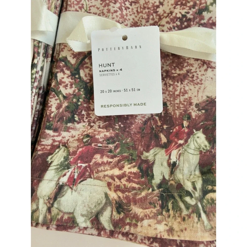 8 Pottery Barn Hunt 100% Cotton Napkins, 20